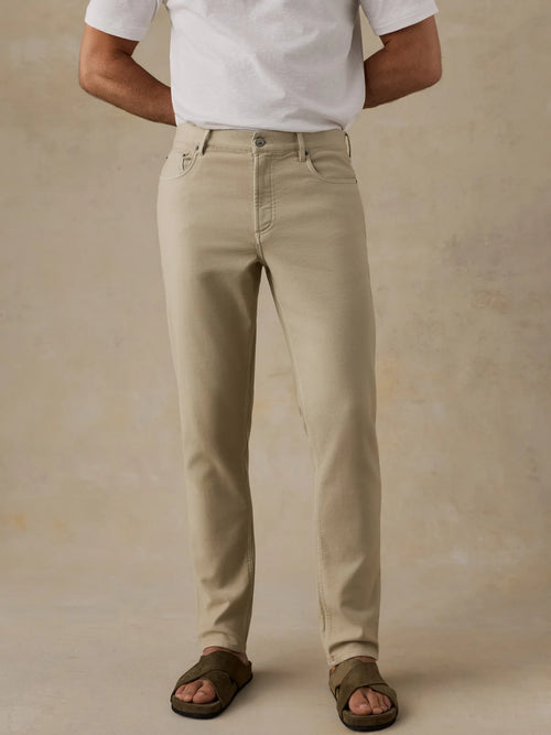 Stretch Terry 5-Pocket Pant in Stone - front