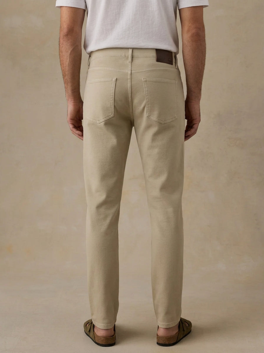 Stretch Terry 5-Pocket Pant in Stone - back